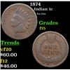 Image 1 : 1874 Indian Cent 1c Grades f+