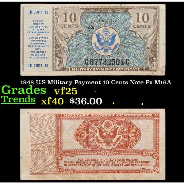 1948 U.S Military Payment 10 Cents Note P# M16A Grades vf+