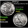 Image 1 : 1942-p Walking Liberty Half Dollar 50c Grades GEM Unc