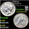 Image 1 : 1921-p Peace Dollar $1 Graded au55 details BY SEGS