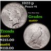 Image 1 : 1922-p Peace Dollar $1 Grades Choice+ Unc