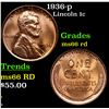 Image 1 : 1936-p Lincoln Cent 1c Grades GEM+ Unc RD