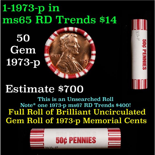 Shotgun Lincoln 1c roll, 1973-p 50 pcs Steel-Strong Wrapper.