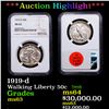 Image 1 : ***Auction Highlight*** NGC 1919-d Walking Liberty Half Dollar 50c Graded ms63 By NGC (fc)