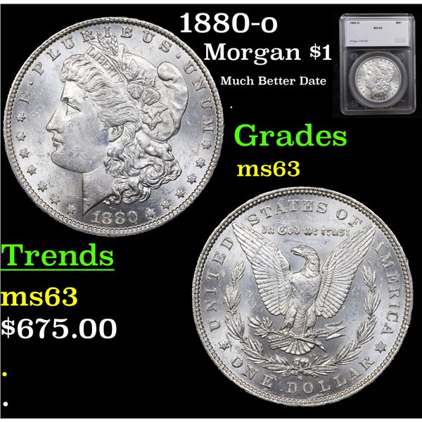 1880-o Morgan Dollar $1 Graded ms63 By SEGS
