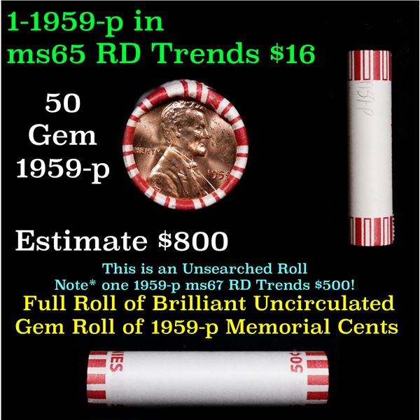 Shotgun Lincoln 1c roll, 1959-p 50 pcs Steel-Strong Wrapper.