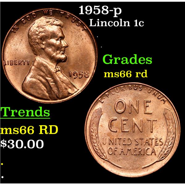 1959-p Lincoln Cent 1c Grades GEM+ Unc RD