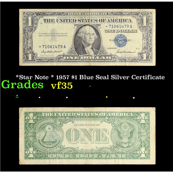 *Star Note * 1957 $1 Blue Seal Silver Certificate Grades vf++