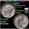 Image 1 : ***Auction Highlight*** 1919-d Mercury Dime 10c Graded ms63 By SEGS (fc)
