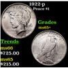 Image 1 : 1922-p Peace Dollar $1 Grades GEM+ Unc