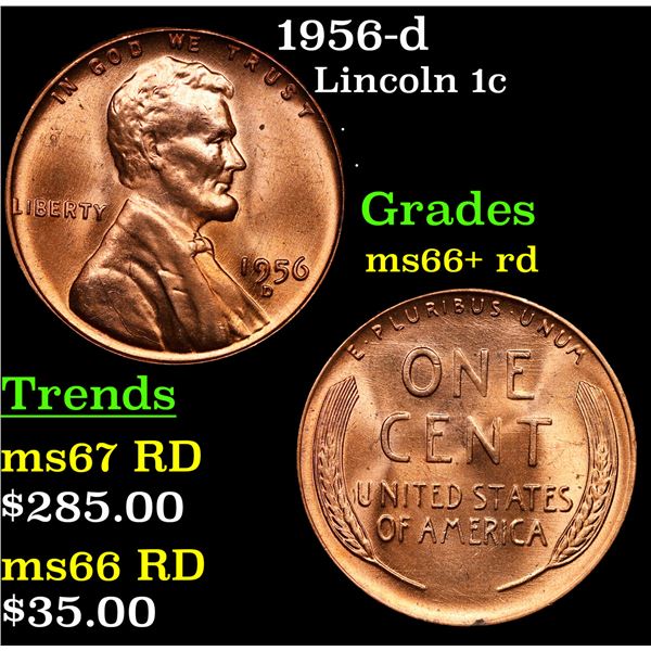 1956-d Lincoln Cent 1c Grades GEM++ RD