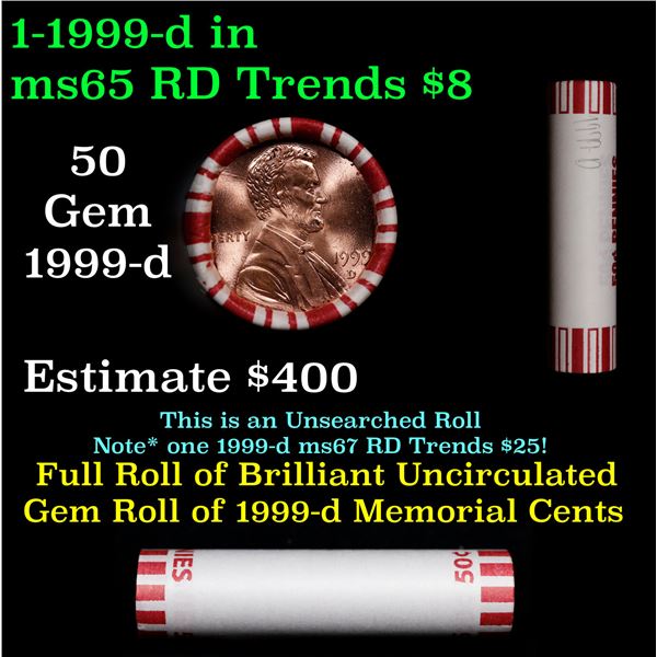 Shotgun Lincoln 1c roll, 1999-d 50 pcs Steel-Strong Wrapper.