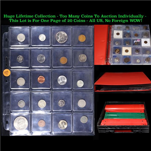 Huge Liifetime Collection - Too Many Coins To Auction Individually - This Lot is For One Page of 20 