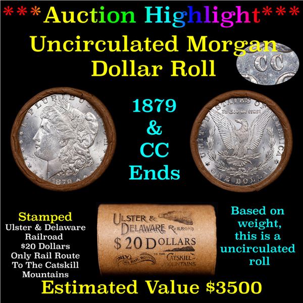 ***Auction Highlight*** 1879 & CC Uncirculated Morgan Dollar Shotgun Roll (fc)