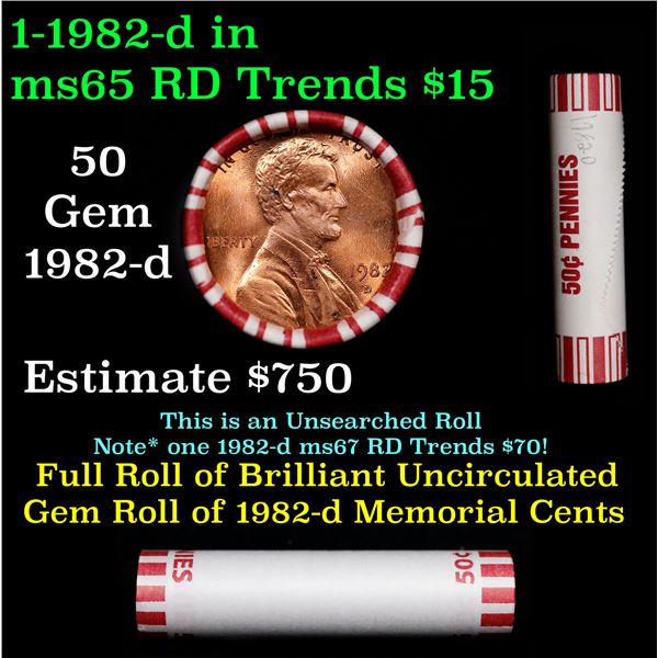 Shotgun Lincoln 1c roll, 1982-d 50 pcs Steel-Strong Wrapper.