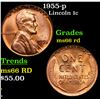 1955-p Lincoln Cent 1c Grades GEM+ Unc RD