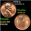 Image 1 : 1958-p Lincoln Cent 1c Grades GEM+ Unc RD