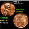 1958-p Lincoln Cent 1c Grades GEM++ Unc RD