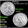 1943-p Walking Liberty Half Dollar 50c Grades au55+