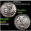 Image 1 : 1942-p Walking Liberty Half Dollar 50c Grades Choice Unc
