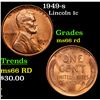 Image 1 : 1949-s Lincoln Cent 1c Grades GEM+ Unc RD