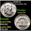 Image 1 : 1948-d Franklin Half Dollar 50c Grades Choice Unc FBL