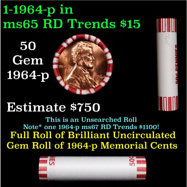 Shotgun Lincoln 1c roll, 1964-p 50 pcs Steel-Strong Wrapper.