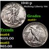 Image 1 : 1941-p Walking Liberty Half Dollar 50c Grades Select+ Unc