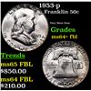 Image 1 : 1953-p Franklin Half Dollar 50c Grades Choice Unc+ FBL