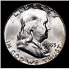 Image 2 : 1953-p Franklin Half Dollar 50c Grades Choice Unc+ FBL