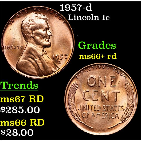 1957-d Lincoln Cent 1c Grades GEM++ RD