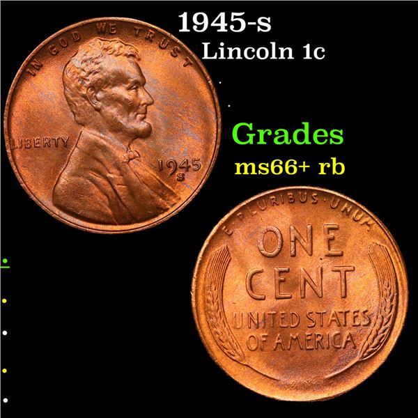 1945-s Lincoln Cent 1c Grades GEM++ RB