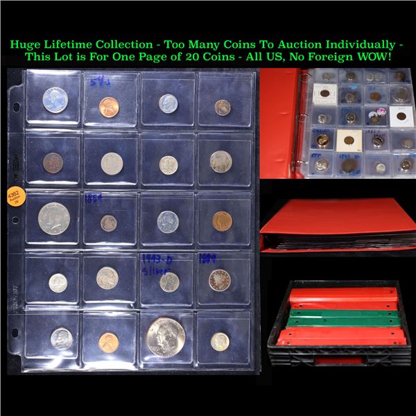 Huge Liifetime Collection - Too Many Coins To Auction Individually - This Lot is For One Page of 20 