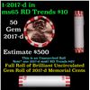 Image 1 : Shotgun Lincoln 1c roll, 2017-d 50 pcs Steel-Strong Wrapper.