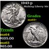 Image 1 : 1943-p Walking Liberty Half Dollar 50c Grades Select+ Unc