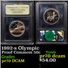 Image 1 : Proof 1992-s Olympic Modern Commem Half Dollar 50c Graded GEM++ Proof Deep Cameo By USCG