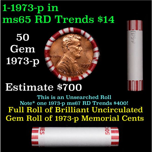 Shotgun Lincoln 1c roll, 1973-p 50 pcs Steel-Strong Wrapper.