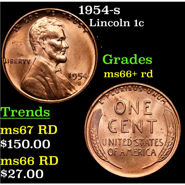 1954-s Lincoln Cent 1c Grades GEM++ RD