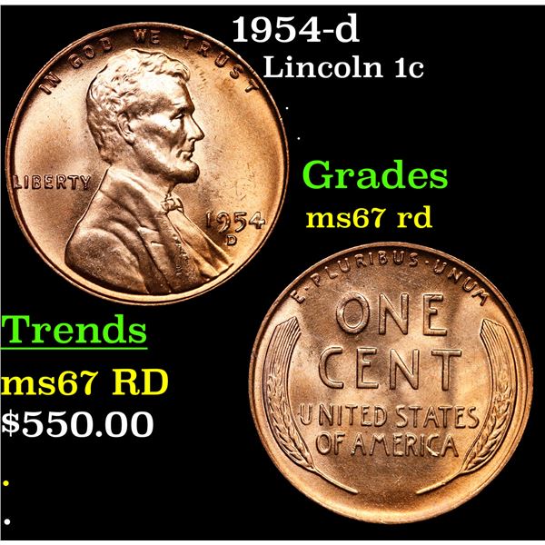 1954-d Lincoln Cent 1c Grades GEM++ Unc RD