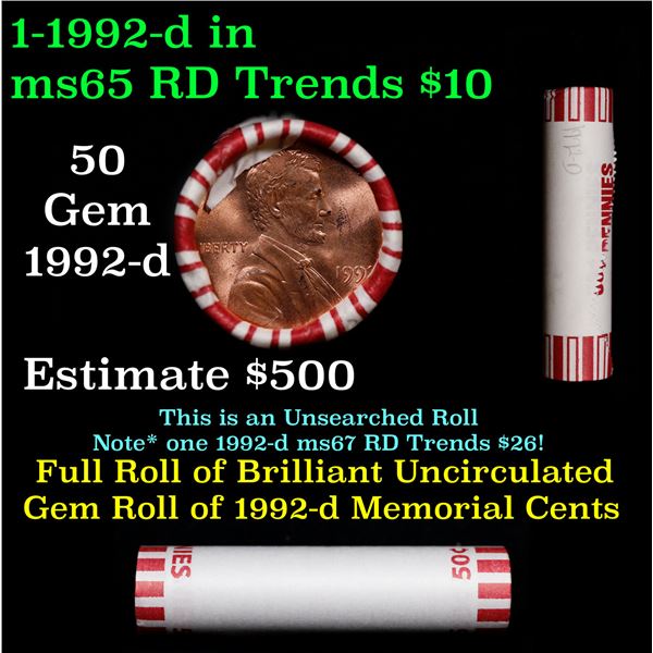 Shotgun Lincoln 1c roll, 1992-d 50 pcs Steel-Strong Wrapper.