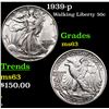 Image 1 : 1939-p Walking Liberty Half Dollar 50c Grades Select Unc