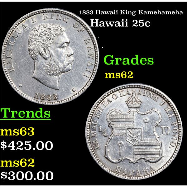 1883 Hawaii King Kamehameha  Grades Select Unc