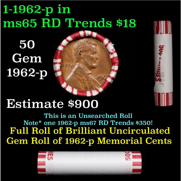 Shotgun Lincoln 1c roll, 1962-p 50 pcs Steel-Strong Wrapper.