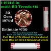Image 1 : Shotgun Lincoln 1c roll, 1974-d 50 pcs Steel-Strong Wrapper.
