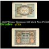 Image 1 : 1920 Weimar Germany 100 Mark Note P# 69A Grades vf++