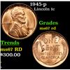 1945-p Lincoln Cent 1c Grades GEM++ Unc RD