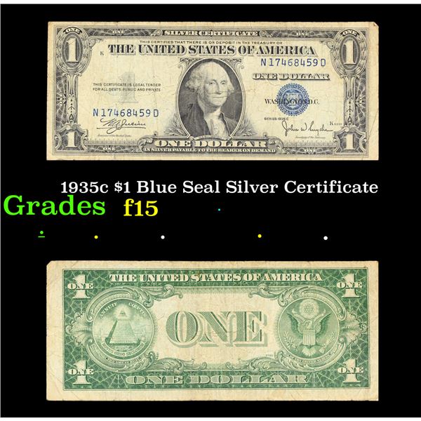 1935c $1 Blue Seal Silver Certificate Grades f+