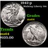 Image 1 : 1942-p Walking Liberty Half Dollar 50c Grades Choice Unc