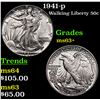 Image 1 : 1941-p Walking Liberty Half Dollar 50c Grades Select+ Unc