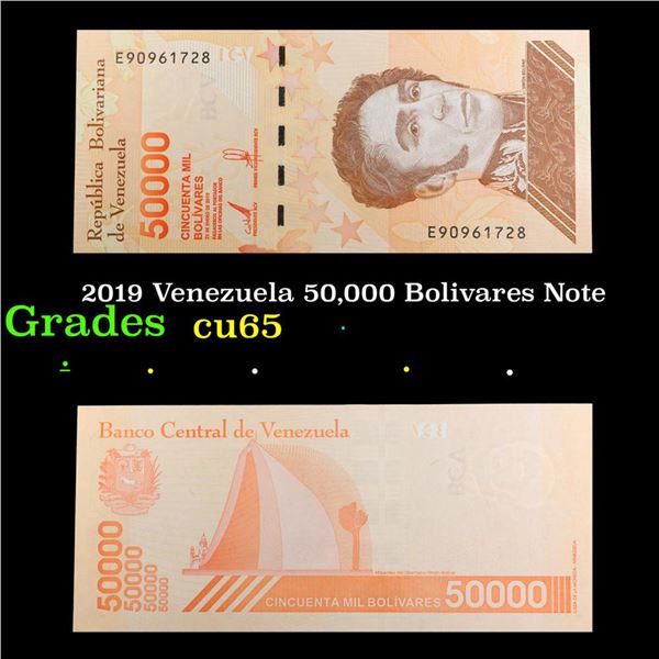 2019 Venezuela 50,000 Bolivares Note Grades Gem CU